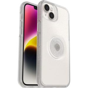 OtterBox iPhone 14 Plus Otter + Pop Symmetry Series Case – Black, Integrated PopSockets PopGrip, Slim, Pocket-Friendly, Raised Edges Protect Camera & Screen(Clear/Glitter)