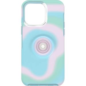 OtterBox iPhone 14 Pro Max Otter + Pop Symmetry Series Clear Case – Glowing Aura (Pink), Integrated PopSockets PopGrip, Slim, Pocket-Friendly, Raised Edges Protect Camera & Screen