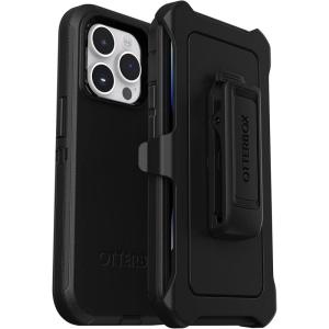 OtterBox iPhone 14 Pro (ONLY) Defender Series Case – Black, Rugged & Durable, with Port Protection, Includes Holster Clip Kickstand