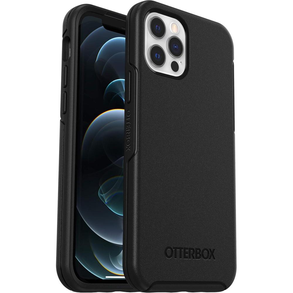 imageOtterBox iPhone 12 and 12 Pro Symmetry Series Case  Single Unit Ships in Polybag Ideal for Business Customers  CLEAR ultrasleek wireless charging compatible raised edges protect camera amp screenBlack