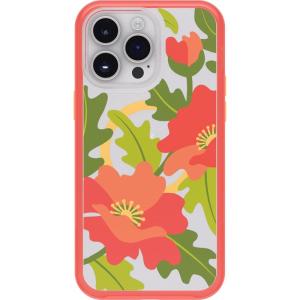 OtterBox iPhone 14 Pro Max Symmetry Series Clear Case – Quilted Poppies (Red), Snaps to MagSafe, Ultra-Sleek, Raised Edges Protect Camera & Screen