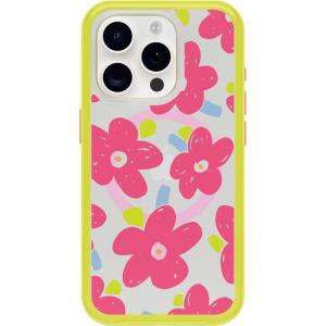 OtterBox iPhone 15 Pro (Only) Symmetry Series Clear Case – WHIMSY BLOOM (Yellow), snaps to MagSafe, ultra-sleek, raised edges protect camera & screen